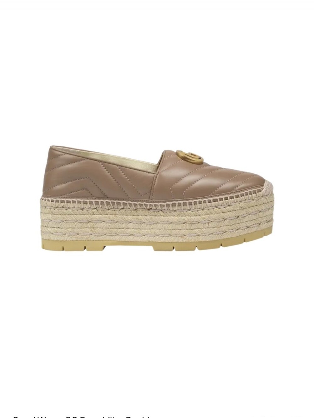 $790 GUCCI SHOES PILAR PORCELAIN ROSE GG PLATFORM ESPADRILLE Size 38